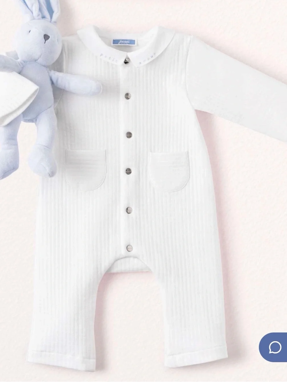 jacadi Paris,3M (50cm)/3M/M 60cm,59/40Classic White Ribbed Baby One-Piece,unisex